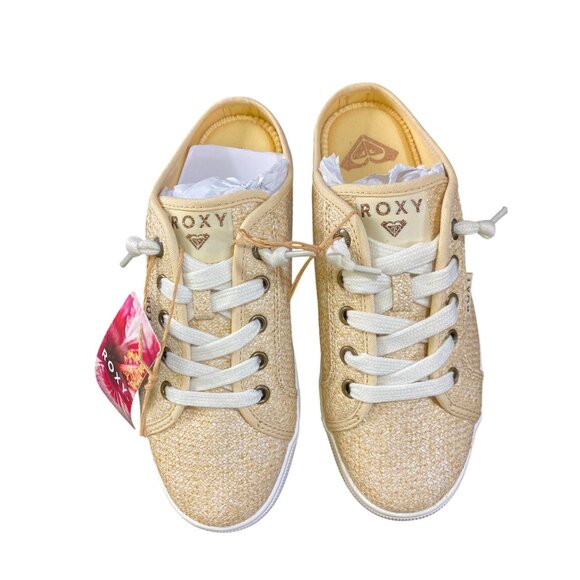 Roxy Sunny Sneakers Natural Size 7 Lace-Up Casual Shoes Boho‎ Beach Slip On Cute - Picture 1 of 7